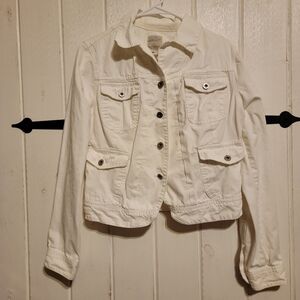 Lucky Brand Jacket Button Up Denim White Long Sleeve Size XL
